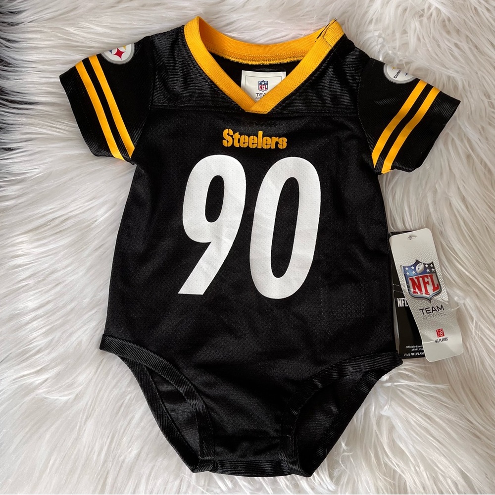 NWT TJ Watt Pittsburgh Steelers 90 Jersey Infants Team Creeper Bodysuit NFL new - Picture 2 of 4